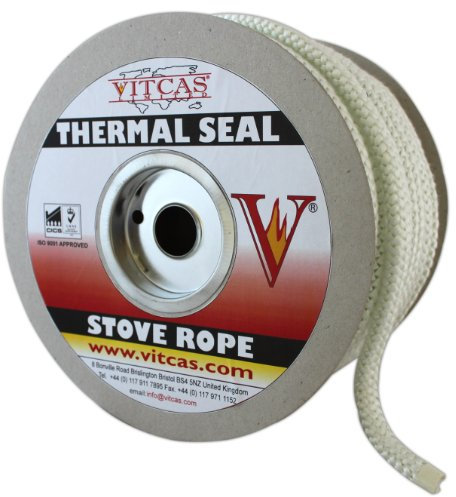 VITCAS Heat Resistant White Stove Fire Rope - Thermal Seal - Promotes Efficiency - Braided Rope- Good Sealing Performance - Made of Fiberglass - Resistant up to 550 C