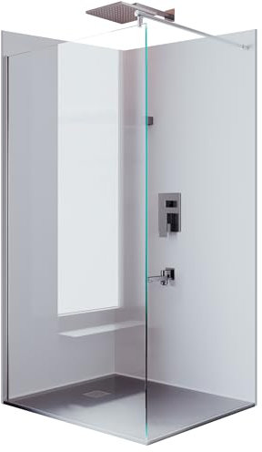 BIJON Duschwand Glas 120 x 200 cm Duschabtrennung Glas 8 mm ESG Duschtrennwand, Duschglaswand, Glaswand-Dusche Walk-in Dusche, Glastrennwand, Nano - Lotuseffekt, M1