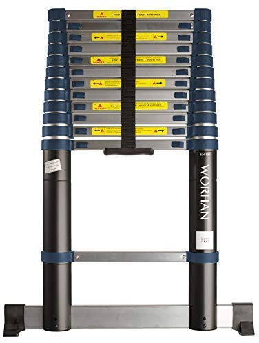 WORHAN Teleskopische 3.8m TELESKOPLEITER ALULEITER ANLEGELEITER ALULEITER ALU TELESKOP Leiter MULTIFUNKTIONS Leiter 380cm 1K3.8B