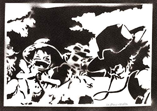 moreno-mata Authentique Graffiti Fait a la Main One... Manga et Anime Poster Luffy Ace et Sabo Handmade Affiche Decoration Murale Tableau Cadre Salon Chambre Cadeau Homme et Femme