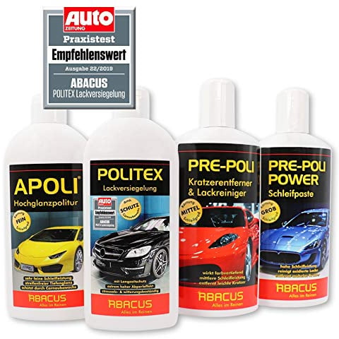 ABACUS® Autopolitur Set - Hochglanzpolitur, Lackversiegelung, Kratzerentferner, Schleifpaste (7357)