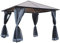 Outsunny Pavillon 3 x 3m Gartenpavillon Partyzelt mit Seitenteilen PC Dach Alu Dunkelgrau