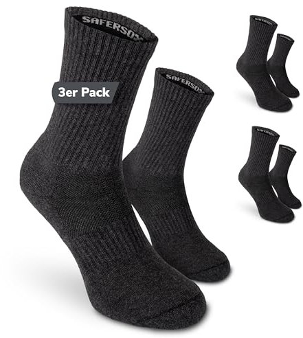 Safersox Mückenschutz Socken, 3er Pack, Anthrazit, 35-38