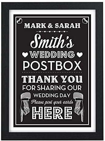 WEDDING CARDS & GIFTS POST BOX Sign Vintage Chalkboard Wedding PERSONALISED Sign - Vintage Shabby Chic Style Wedding Sign - PERSONALISED Wedding Black Board Style Signs - A5, A4, A3 Prints and Frames