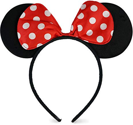 ZADAWERK® Haarreif - Mini Mouse - Rot - Maus-Kostüm - Karneval - schwarze Ohren, rote Schleife, weiße Punkte - Polka dots - Kinder Haarschmuck - JGA