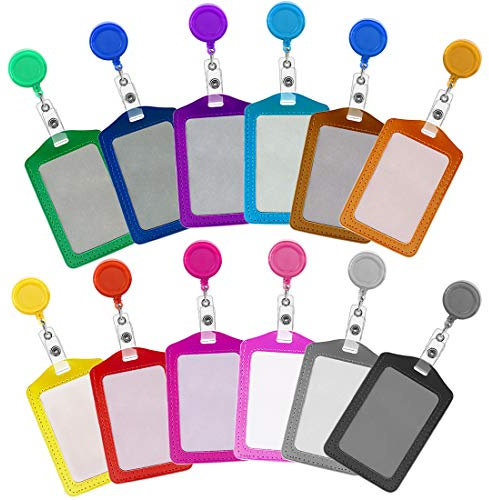 Soleebee Einziehbarer Abzeichenhalter JoJo ID Badge Holder mit Ausweishülle vertikalem Kartenhalter für Business, Ausstellung und Büro - 12 Stück