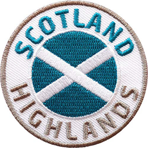 2 x Scotland Highlands Abzeichen 60 mm gestickt/Schottland Aufnäher Aufbügler Sticker Wappen Patches für Kleidung Rucksack/Reiseführer Abenteuer Flagge Fahne Land