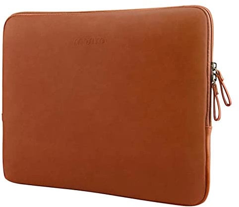 MOSISO Laptop Sleeve Bag 13.3 inch Compatible with MacBook Air/Pro, 13-13.3 inch Notebook, Compatible with MacBook Pro 14 2025-2021 M4 M3 M2 M1, PU Leather Padded Bag Waterproof Case, Brown