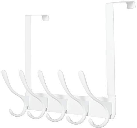 SKOLOO Türhaken – 5 Haken, Türhaken zum Aufhängen von Kleidung, Handtüchern, Mänteln, Rucksäcken, Hüten, Garderobenständer (Weiß)