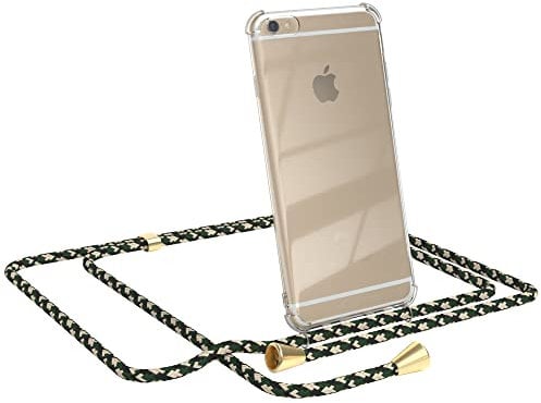 EAZY CASE Handykette kompatibel mit iPhone 6 / 6S Handyhülle mit Umhängeband, Handykordel mit Schutzhülle, Silikonhülle, Hülle mit Band, Stylische Kette für Smartphone, Grün Camouflage