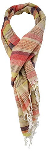 TigerTie Designer Schal in rot beige braun lila gelb gestreift Größe 180 x 50 cm