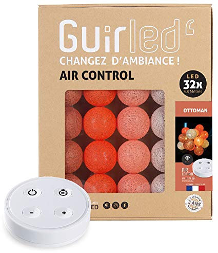 GuirLED - LED Baumwollkugeln Lichterkette USB - Drahtlose Fernbedienung - Baby Nachtlicht 2h - Dual USB 2A Netzteil enthalten - 4 Intensitäten – 32 Kugeln 3.2m - Ottoman