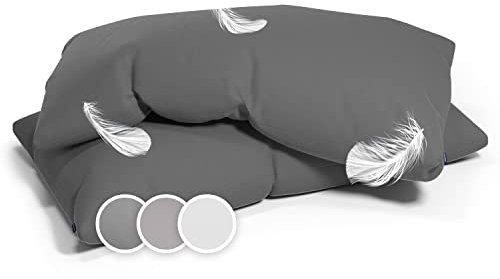 SLEEPWISE 2er Set Premium Kissenbezug 40 x 80 cm, ÖKO-TEX Kopfkissenbezug mit verdecktem Reißverschluss, Pflegeleicht, Atmungsaktiv, Superweicher Kopfkissenbezug 40x80, Dunklegrau