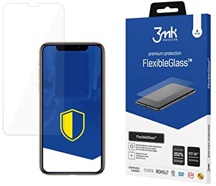 3mk Flexible Glass Panzerglas für iPhone X/XS, 9H Härte Panzerglasfolie, Härte Schutzglas Kompatibel mit iPhone X und XS, HybridGlass, Anti-Öl Anti-Fingerabdruck, Hartglas Anti-Kratzer