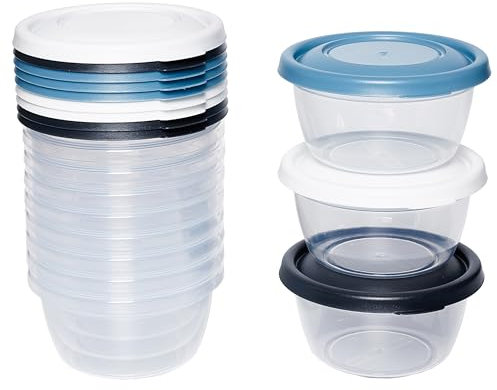 Kigima Mini-Gefrierdosen 12x0,25L rund Bunt – Vorratsdosen mit Deckel luftdicht – Frischhaltedosen mit Deckel – Aufbewahrungsbox Küche für Mealprep & Organisation – Made in EU