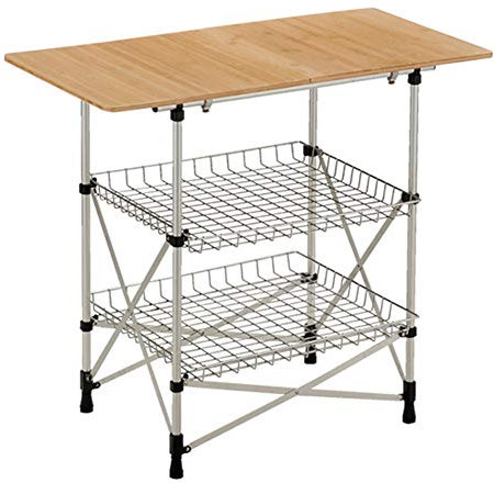 MNSSRN Outdoor-Klapptisch 3-Layer-Küchen-Speicher-Tischständer, Küchenutensilien-Gewürz-Rack, langlebig, robuster stabil, für Camping, Picknick, Garten, Bankett