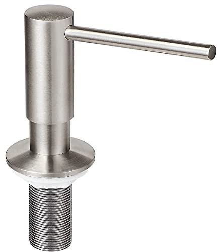 EADOT Brushed Nickel Built in Soap Dispenser for Kitchen Sink with 17 OZ PET Bottle Brass Pump Head Deck Mounted Dish Soap Dispenser