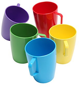 Harfield Beakers Mugs with Handle 280ml Set of 5 Multicoloured Copolyester Cup Reusable Virtually Unbreakable