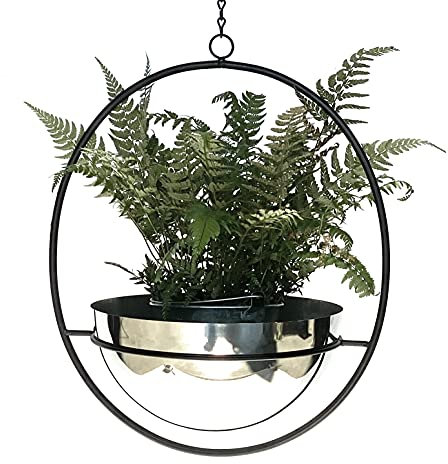 DanDiBo Blumenampel Metall Wand Hängepflanzen 96087 mit Topf Silber Pflanzenhänger Blumenhänger Topfhänger Blumen Blumentopfhänger Hängetopf (Höhe 78 cm)