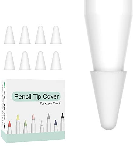 CHUANGOU 8 Stück Silikon Bleistift Spitzen Spitzen Abdeckung Silikon Spitzen Zubehör Kompatibel mit Apple Pencil, Weiß