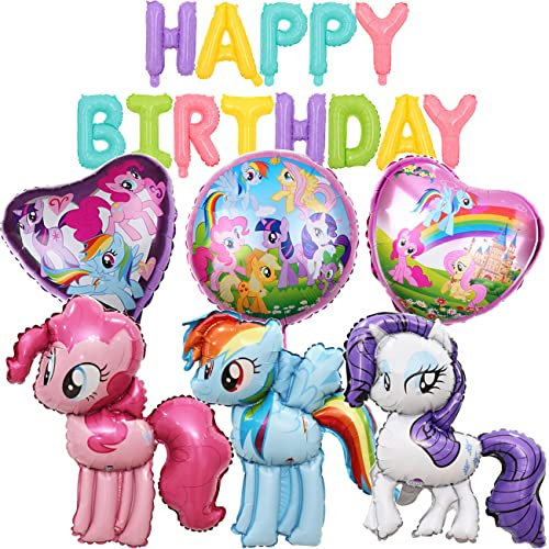 MEZHEN Einhorn Geburtstag Deko Pony Folienballon Kindergeburtstag Deko Luftballon Girlande Happy Birthday Banner Ballon Einhorn Geburtstagsparty Geburtstagsdeko Babyparty