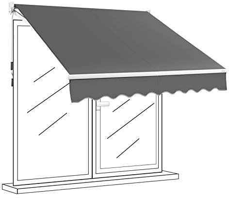 GOPLUS Gelenkarmmarkise, 295 x 250 cm Gelenkmarkise, Markise Balkon, Terrassenmarkise mit 5-60° einstellbare Winkel, UV-beständig & wasserabweisend, Sonnenschutz mit Handkurbel, Alu/Polyester, Grau