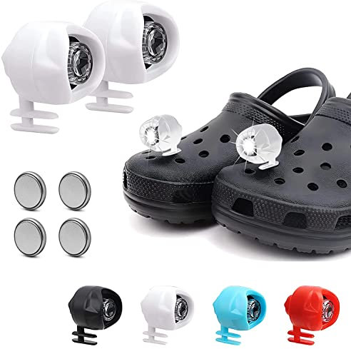 Croc Lights 2 PCS, Headlights for Croc 3 Modes LED Flashlight, Camping Accessories Croc Lights, IPX5 Waterproof Shoe Charm Decoration Croc Headlights for Girl Boy Women Men (White)
