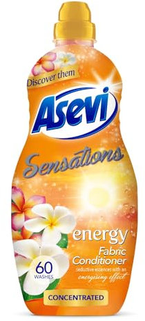 Asevi Sensations - Acondicionador de lavandería, suavizante líquido concentrado, energía, 1320 ml, 60 lavados