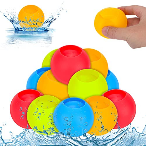 EKKONG Wasserbälle, Wiederverwendbare Wasserbomben, Wasserbomben Set, Wasserbomben Bälle, Wasserspielzeug Kinder Outdoor (Farbe 12)