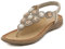 FOGOIN Sandals Womens Ladies Flip Flops Summer Flat Leather Sandal Toe Post Bohemian Walking Sandals, 8 UK, Beige