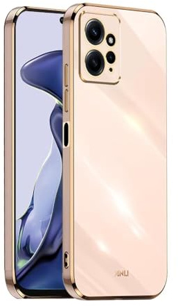 EASSGU Marco Electrochapado Funda para Redmi Note 12 (4G) (6.67 Inches) Carcasa Protectora de Color de Silicona TPU Suave - Rosado