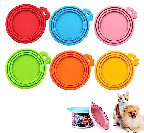 Anicy 6 Stück Deckel für Dosen - 3 in 1 Silikon Universal Dosenfutter, Ideal für die Aufbewahrung von Katzenfutter und Hundefutter