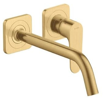 hansgrohe AXOR Citterio M Einhebel Waschtischmischer Unterputz mit Rosetten und langem Auslauf Wandmontage, Farbe: Brushed Gold Optic