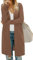 OUGES Women's Open Front Summer Cardigan Shirt with Pockets Long Sleeve Lightweight Cardigan(Brown,M)