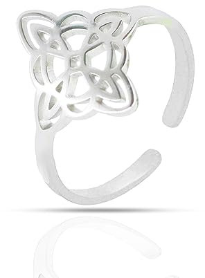 Only faith Hexenknoten Ring für Damen, verstellbar, Edelstahl, Triskel, Talisman, keltisch, magisch, schützend, Ajustable, Edelstahl, Nicht zutreffend.