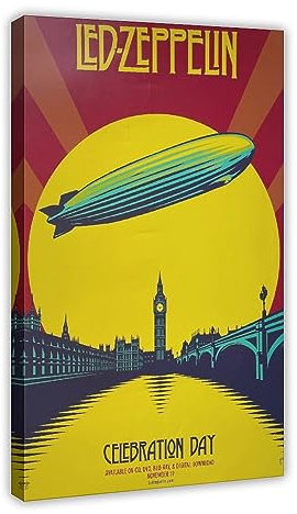 Stampa artistica da parete con Led Zeppelin, decorazione artistica da parete per soggiorno, camera da letto, decorazione con cornice, 20 x 30 cm