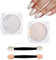 LuckyOpt Weiße Perle Chrom Nagelpuder, 2 Farben Meerjungfrau Aurora Chrome Nagel Pulver und 2 Schwamm Sticks, Chrome nail powder für Frauen Mädchen Maniküre DIY (A)
