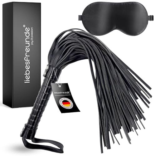 Liebesfreunde® Sex Peitsche – Flogger BDSM Spielzeug, hart und weich anwendbar, inkl. Augenbinde