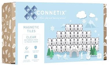 CONNETIX Magnetische Fliesen Klar Rechteckpackung, 12 Stück