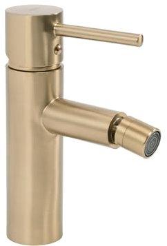 Rea Rubinetto da bidet Tess L. Gold Brush Miscelatore monocomando in ottone per WC Bagno (Oro)