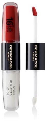 NEW Dermacol - 16-Hour Lip Colour, Highly Pigmented Glossy Lip Stain, Two-Phase Lip Plumper Gloss, Kissproof Lip Makeup Products with Matte and Glitter Finish, n. 34
