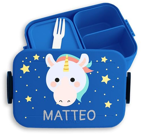 Kinder Bento Box Midi Lunchbox für Mepal Bentobox - Süßes Einhorn Einhörner Unicorn Fabelwesen - 900 ml - Blau - jausenbox mädchen schule einhörnern schulanfang geschenke