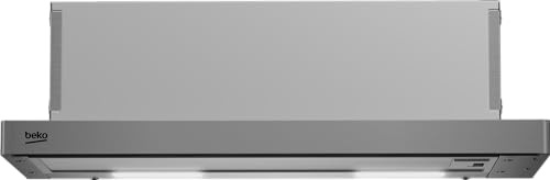Beko Hotte télescopique encastrable HNT61311XH de 59,8 cm de large, 3 niveaux de ventilation, évacuation et recyclage, filtre à graisse métallique, filtre à charbon actif inclus, éclairage LED, acier