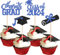 24 Stück 2024 Abschluss Tortendeko Class of 2024 Cupcake Toppers Glitzer Diplom Grad Cap Kuchen Deko Absolvent Kuchen Dekoration for 2024 Schule Abschluss Thema Party Torten Dekorationen Schwarz Blau