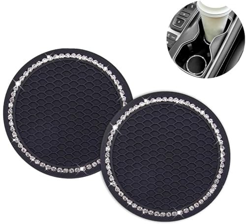 JJiaoLinin Car Coasters, 2PCS niversal Vehicle Holder Insert Coaster Cute Car Cup Coaster Non-Slip Universal Cute Car Coasters for Cup Holder Bling Universal Car Cup Holder Insert Coaster Black