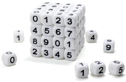 WangLaap 100 Pcs Silicone Number Beads, 12mm Square Number Beads 0 to 9, Silicone Beads for Keychain Making, Alphabet Silicone Beads for Bracelet Making