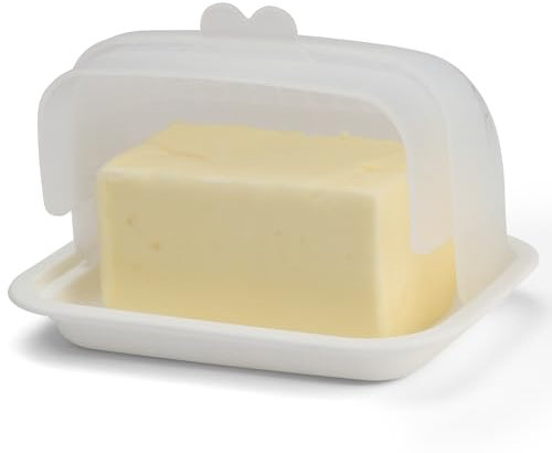 Signoraware Extra Large Butter Dish With Flip Top Lid - Wide Keeper Holds 2 Sticks, East Coast, West Coast, European Style, Kerrygold, Cream Cheese - Plastic Container