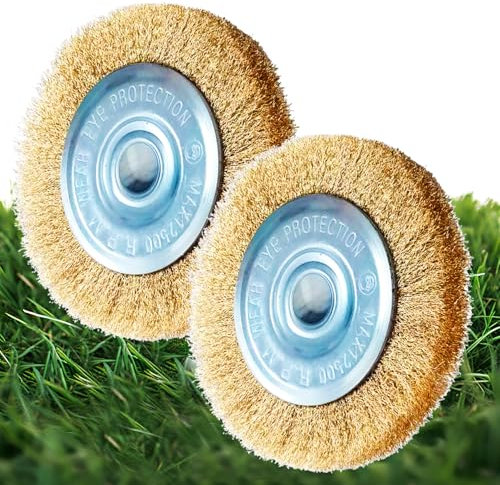 2 Grout Brush Compatible with Gloria, Accessories for MultiBrush and WeedBrush Devices, Wire Brush/Brass Brush for Joint Cleaning, 11 cm Diameter, 15 mm Width, Weedbrush Accessories, Replacement Brush