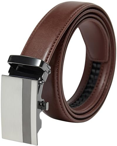 PHILIPSONS Gürtel Herren Leder Braun – Automatikschließe – Ledergürtel Herren ohne Löcher – 30mm Breit – 105cm Lang – Für Anzüge und Jeans – Kürzbar & Hochwertig