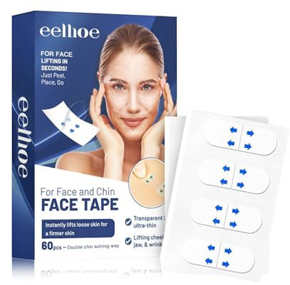 LURNODY 60 Stück Face Lifting Tape, Unsichtbare Facelifting Aufklebers für Frau, V-Form Gesicht, Wird Verwendet, Um Schlaffe Haut Im Gesicht Zu Straffen, Doppelkinn Und Augenfalten Zu Kaschieren